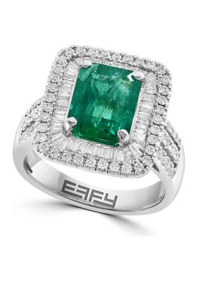Effy 2.95 Ct. T.w. Emerald, 7/8 Ct. T.w. Diamond Ring In 14K White Gold