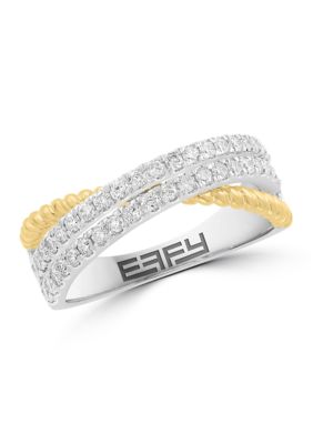 Effy 14K Yellow and White Gold Diamond Ring