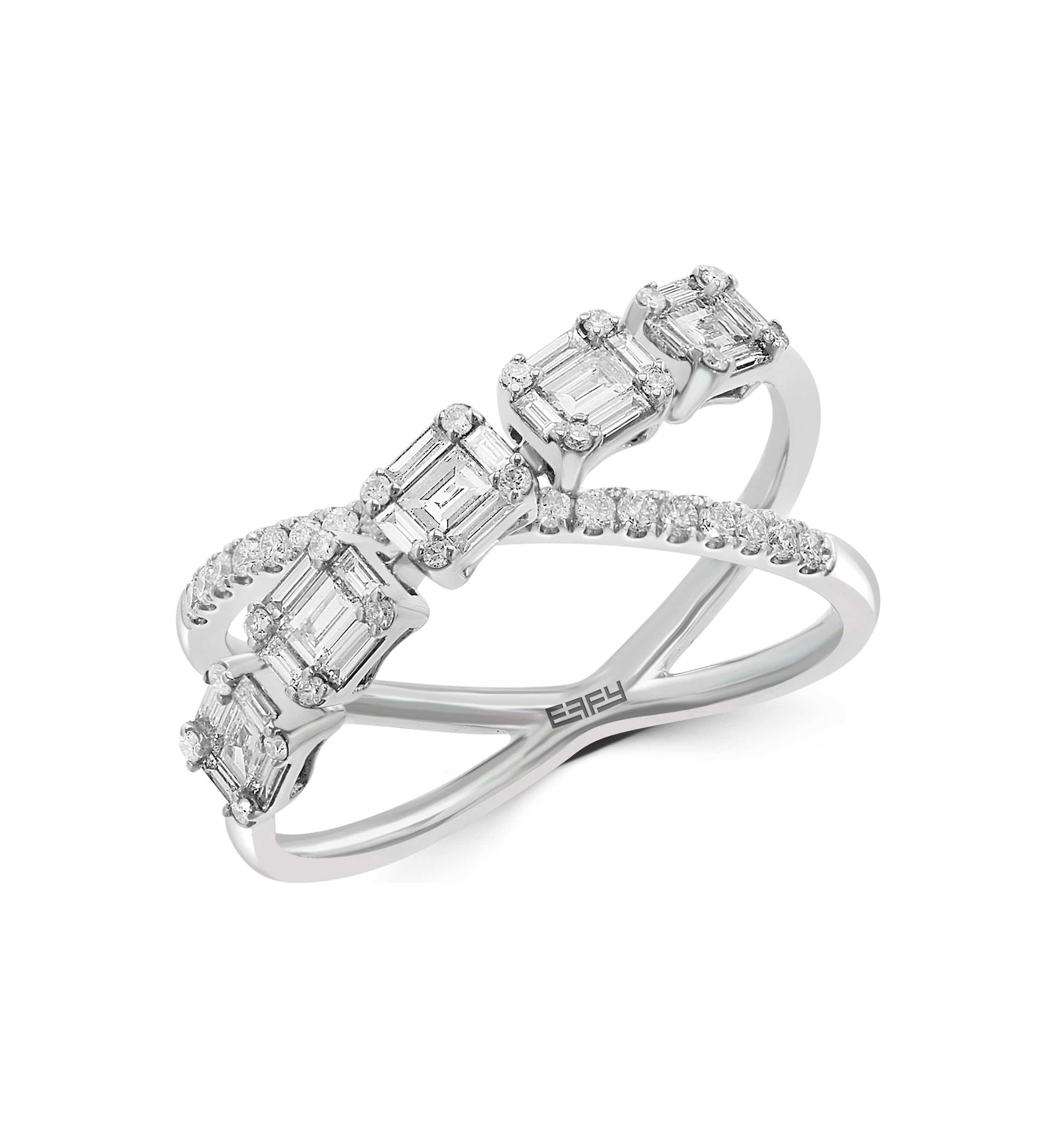 3/4 ct. t.w. Diamond Crossover Ring in 14K White Gold