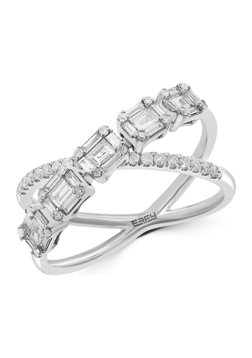3/4 ct. t.w. Diamond Crossover Ring in 14K White Gold