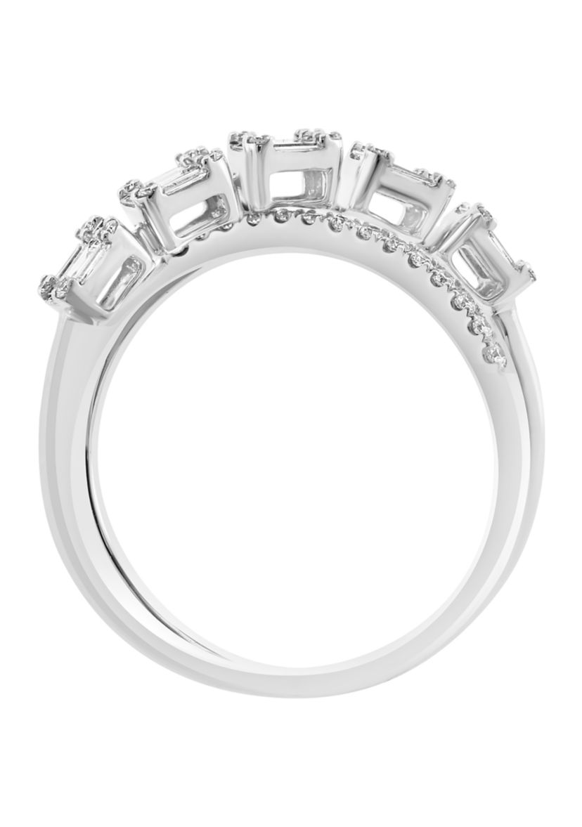 3/4 ct. t.w. Diamond Crossover Ring in 14K White Gold