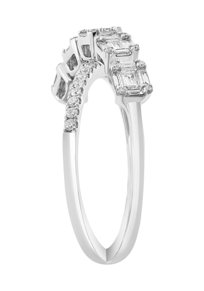 3/4 ct. t.w. Diamond Crossover Ring in 14K White Gold