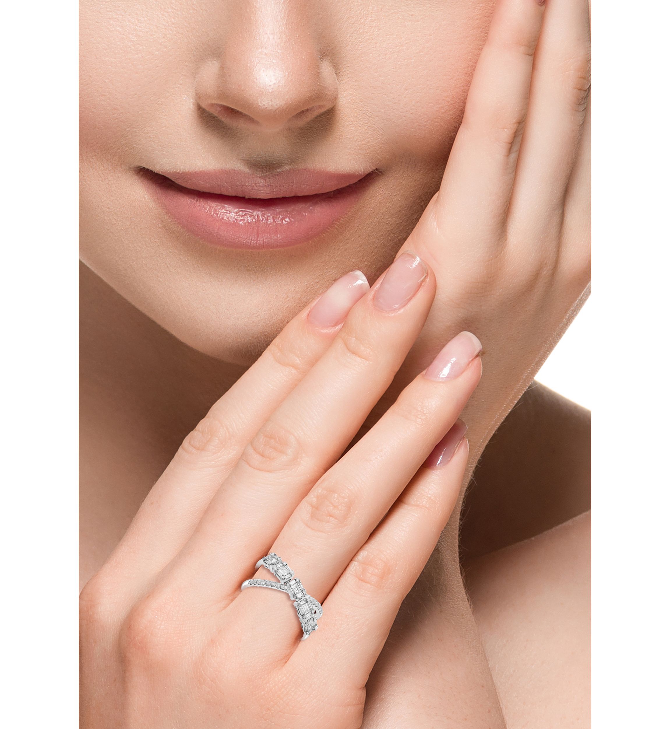 3/4 ct. t.w. Diamond Crossover Ring in 14K White Gold