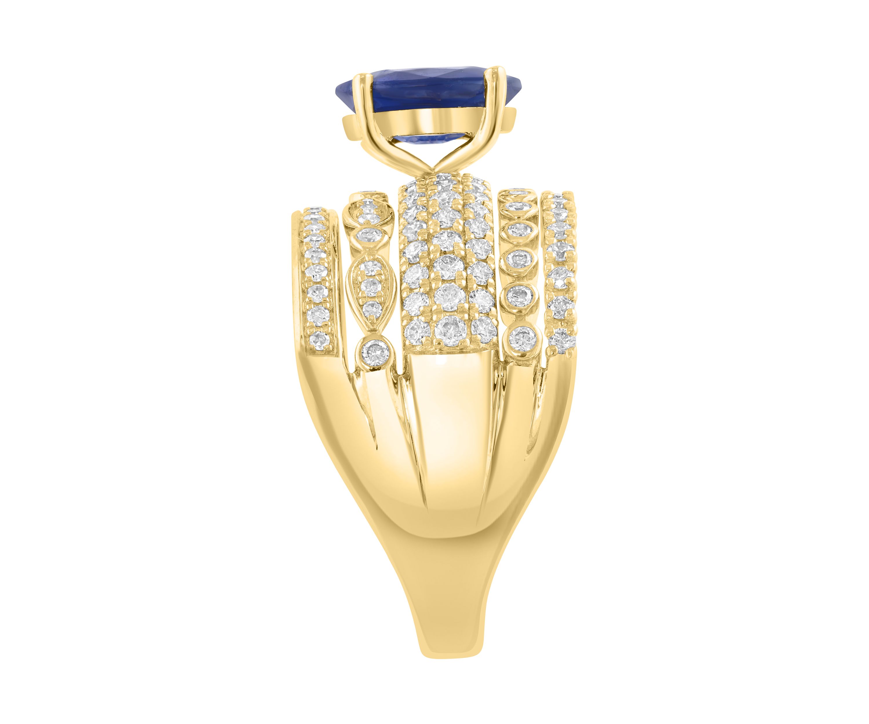1.42 ct. t.w. Diamond, 3/4 ct. t.w. Sapphire Ring in 14K Yellow Gold