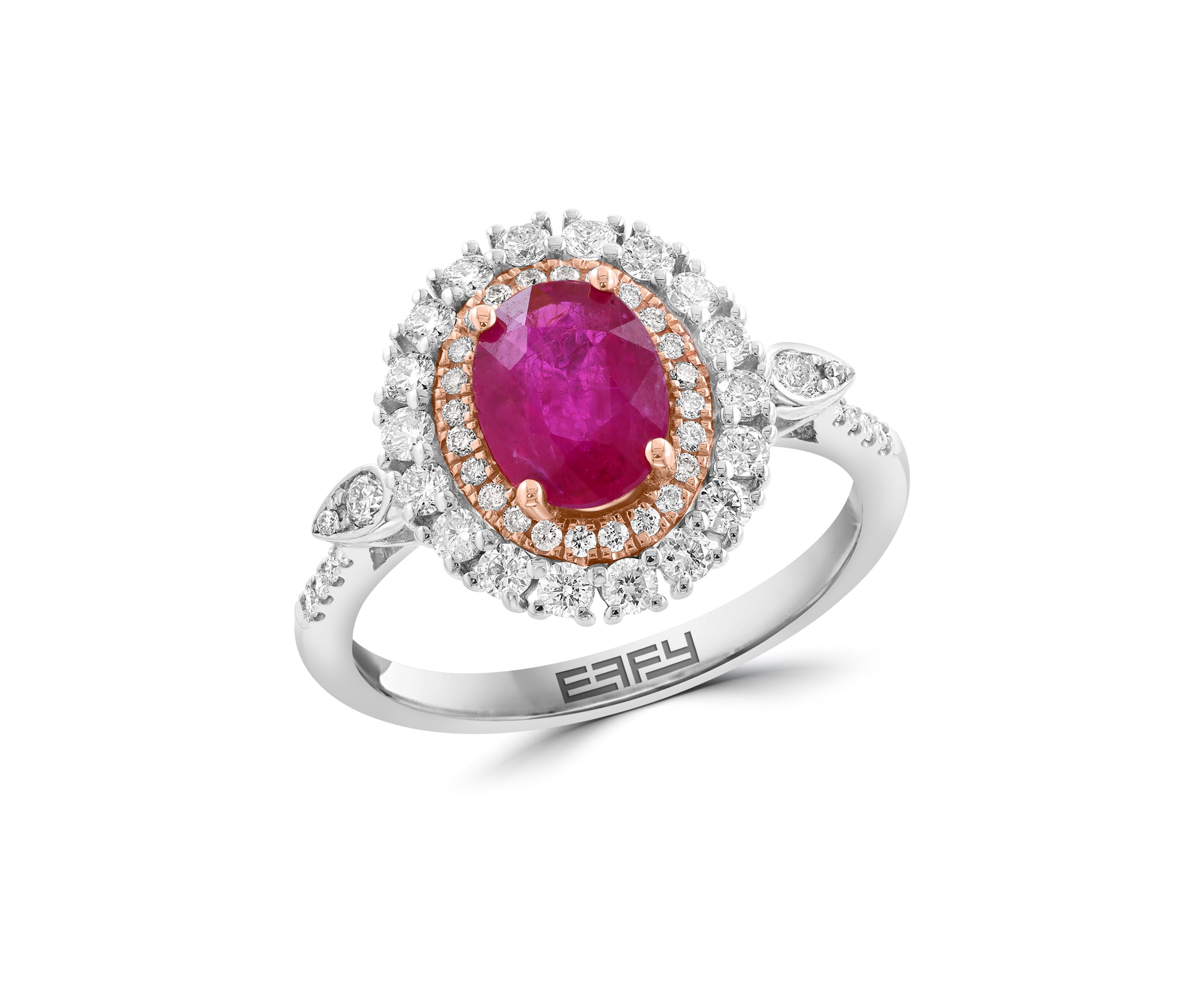 5/8 ct. t.w. Diamond, 1.42 ct. t.w. Natural Ruby Ring in 14K White and Rose Gold