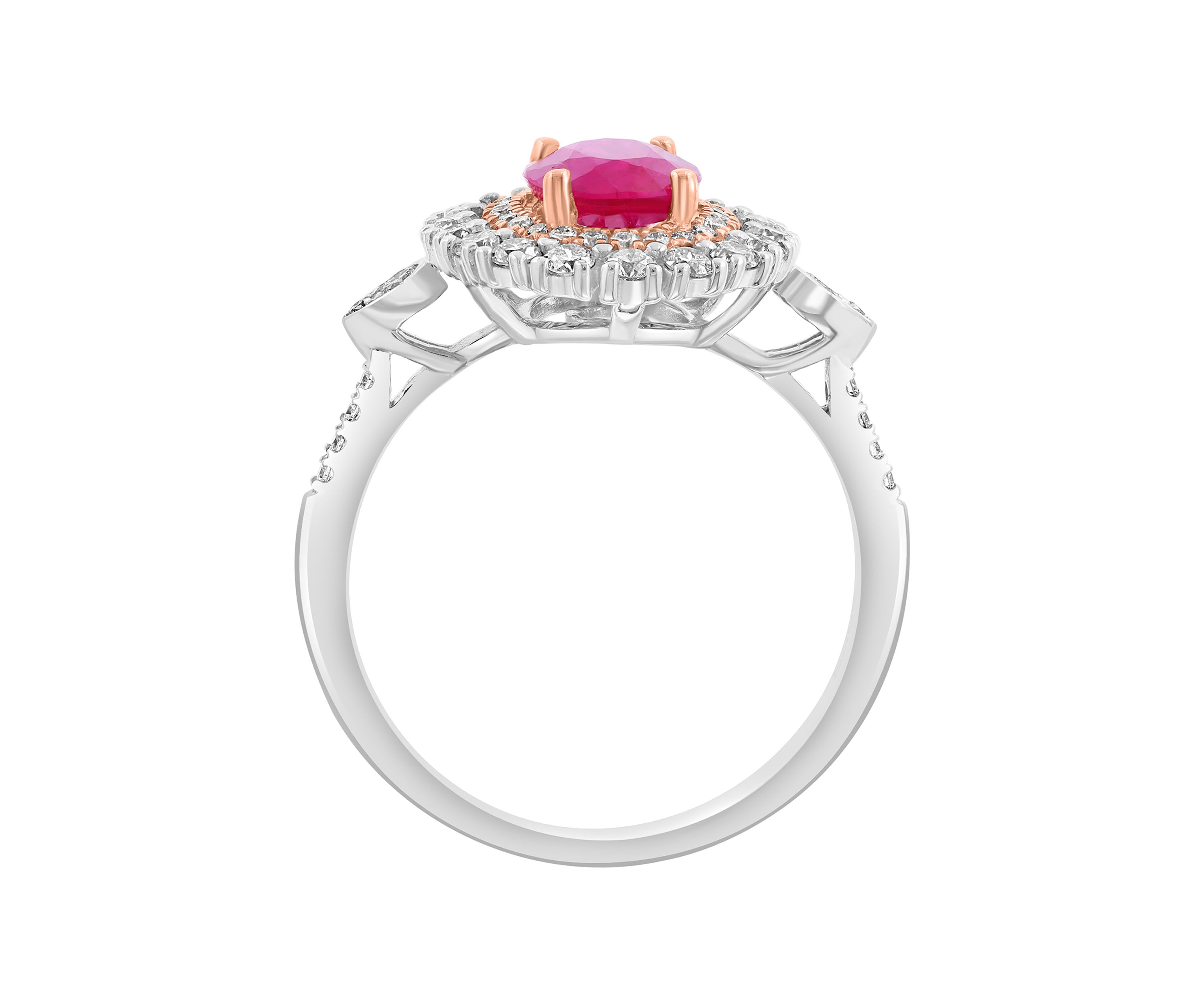 5/8 ct. t.w. Diamond, 1.42 ct. t.w. Natural Ruby Ring in 14K White and Rose Gold