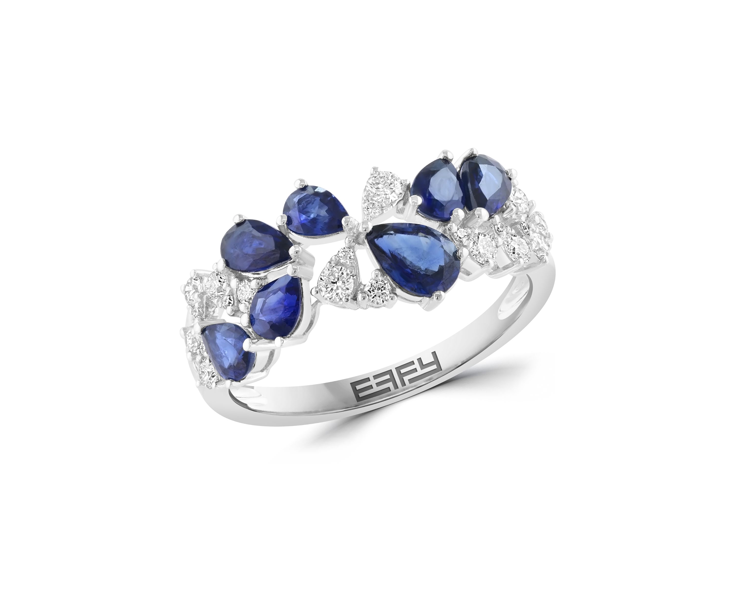 1.49 ct. t.w. Diamond, 1/4 ct. t.w. Sapphire Ring in 14K White Gold