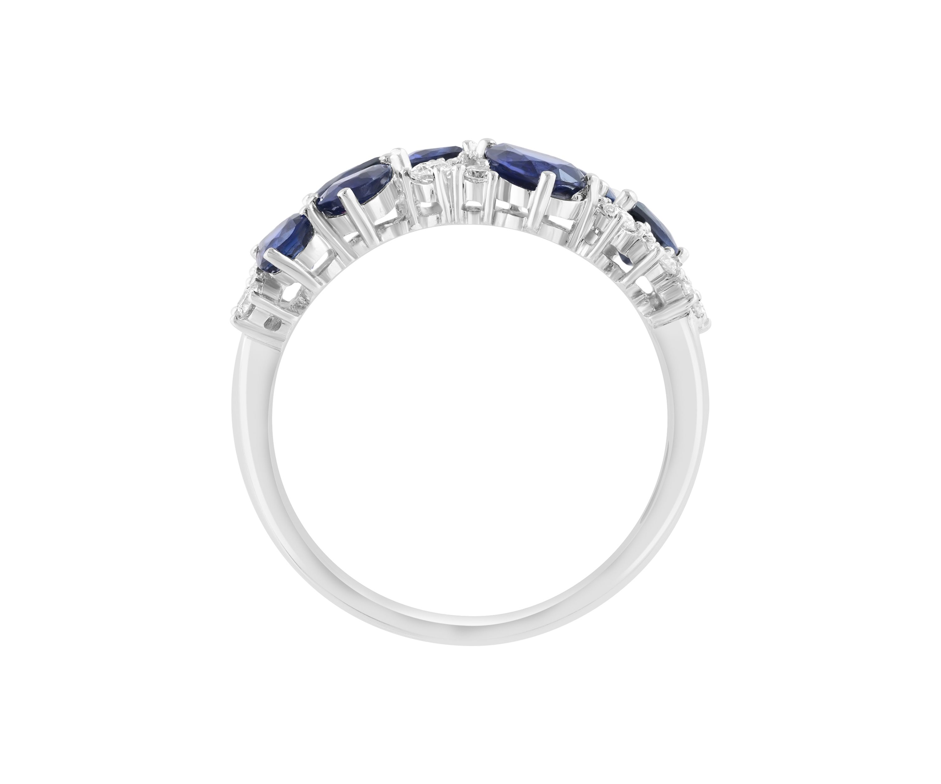 1.49 ct. t.w. Diamond, 1/4 ct. t.w. Sapphire Ring in 14K White Gold