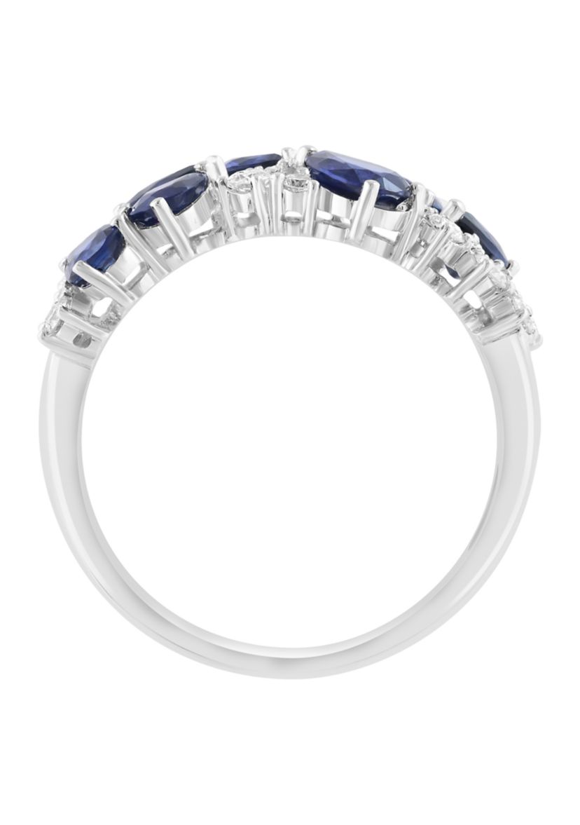 1.49 ct. t.w. Diamond, 1/4 ct. t.w. Sapphire Ring in 14K White Gold