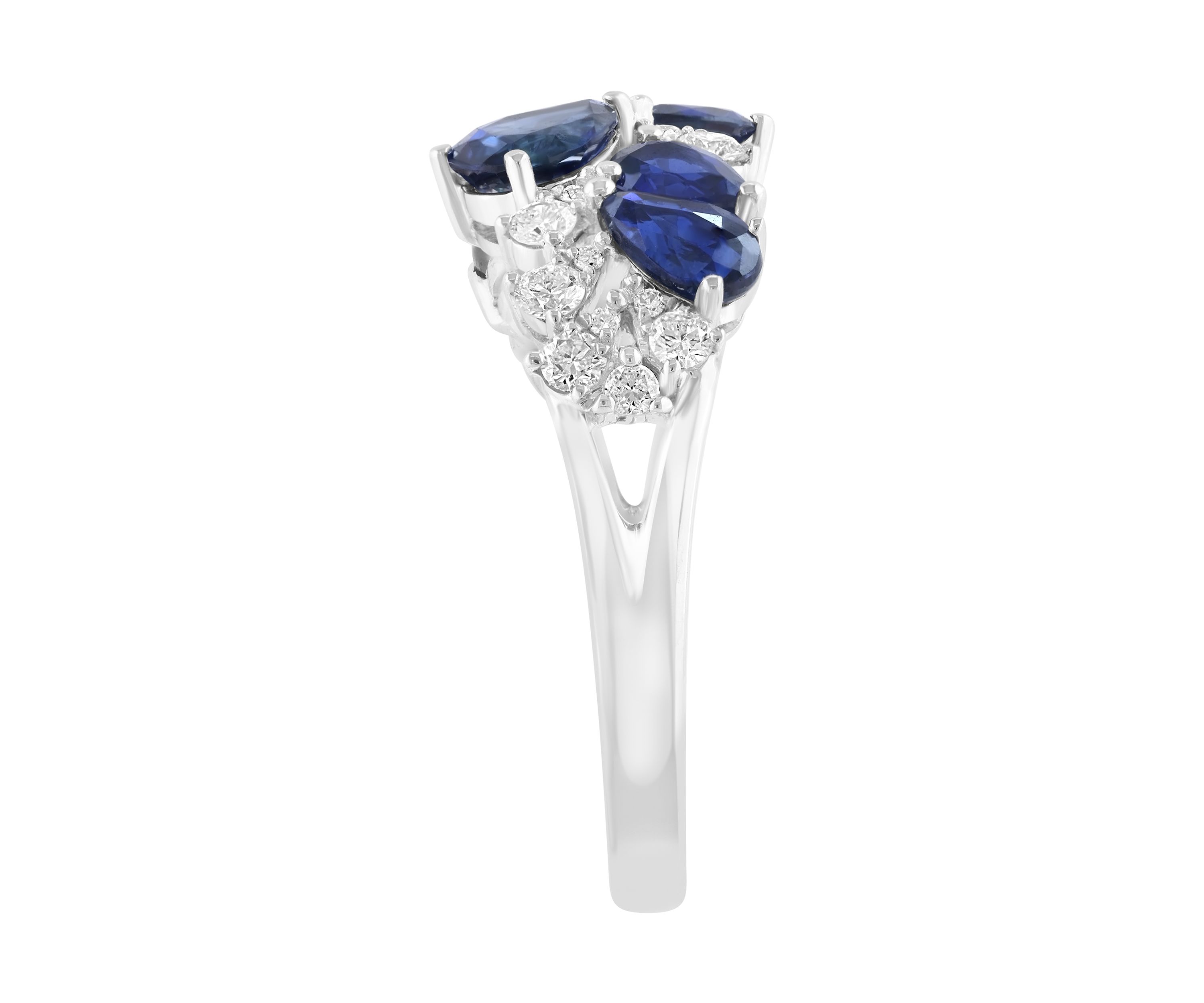 1.49 ct. t.w. Diamond, 1/4 ct. t.w. Sapphire Ring in 14K White Gold