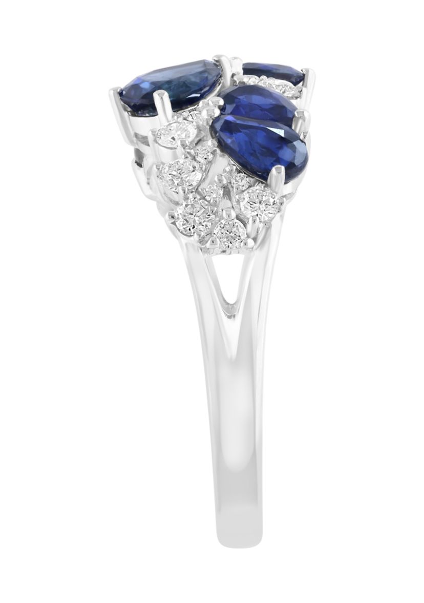 1.49 ct. t.w. Diamond, 1/4 ct. t.w. Sapphire Ring in 14K White Gold