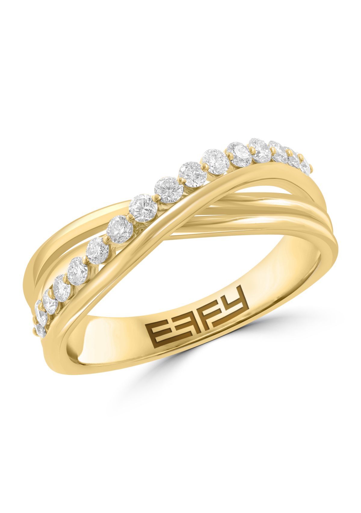 14K Yellow Gold 1/3 ct. t.w. Diamond Crossover Ring 