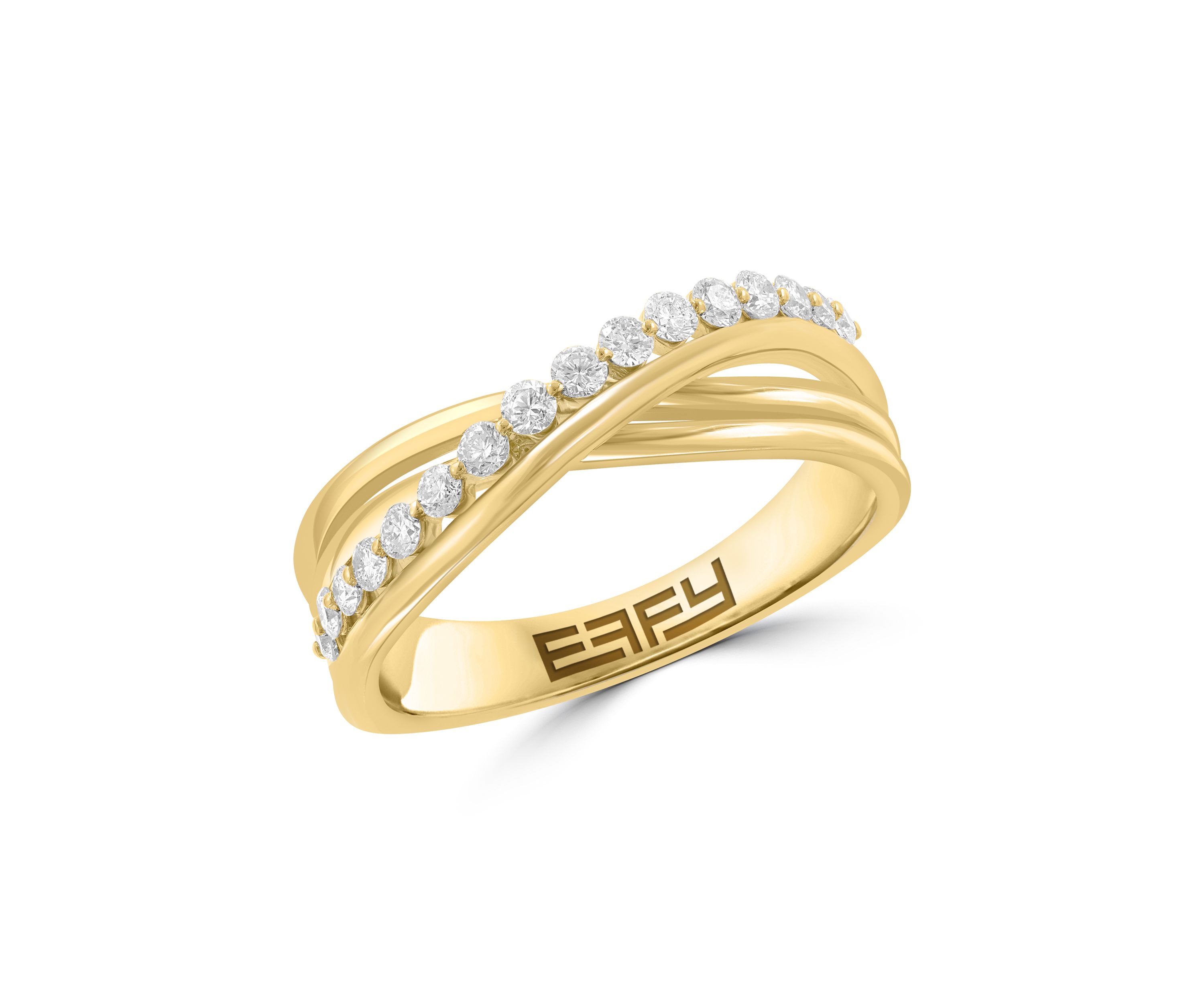 14K Yellow Gold 1/3 ct. t.w. Diamond Crossover Ring 