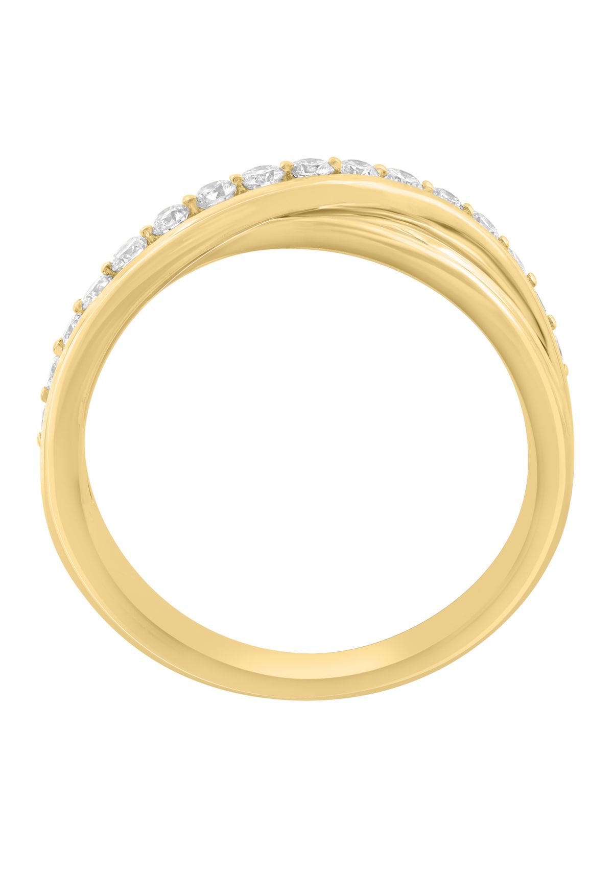 14K Yellow Gold 1/3 ct. t.w. Diamond Crossover Ring 