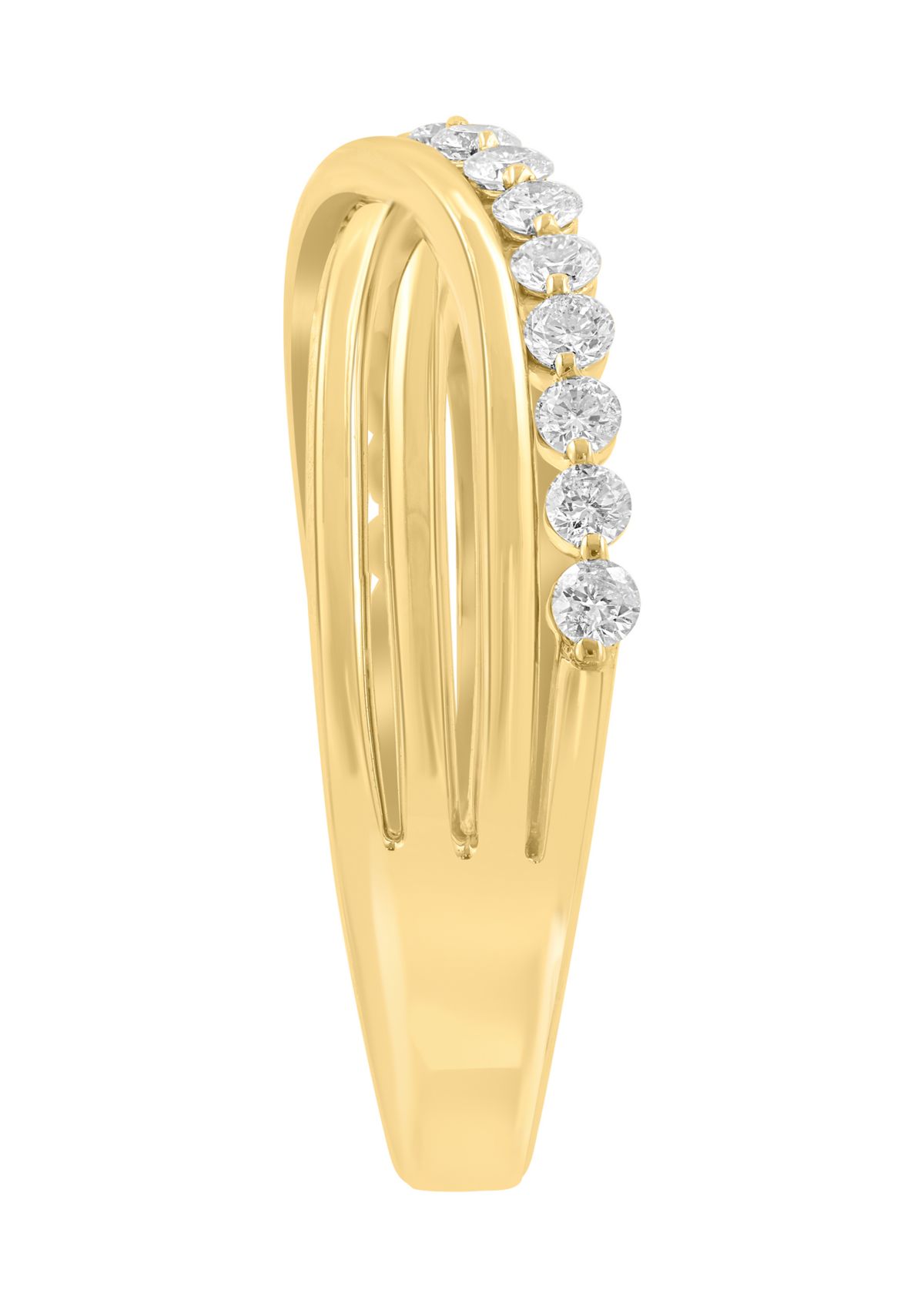 14K Yellow Gold 1/3 ct. t.w. Diamond Crossover Ring 