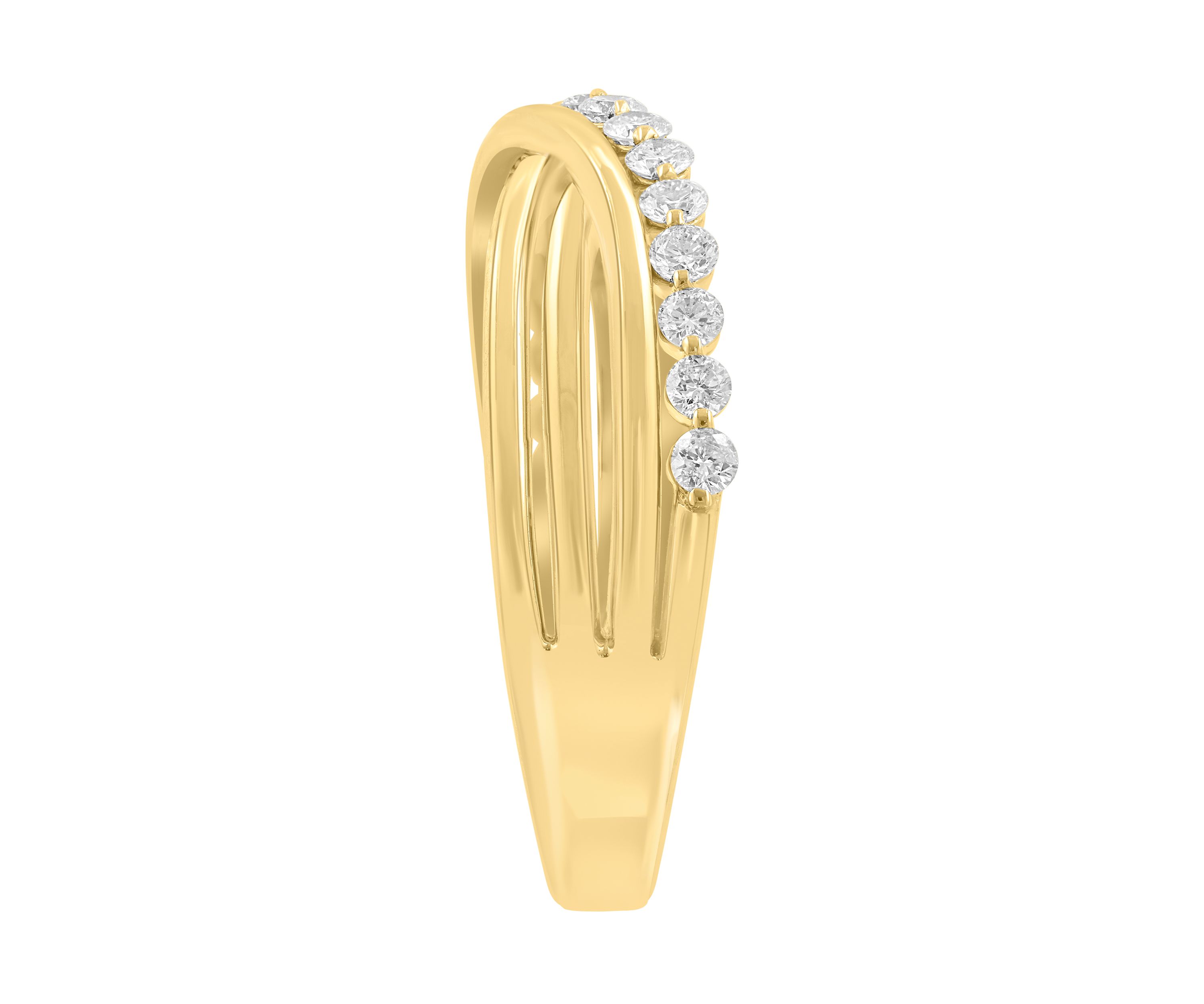 14K Yellow Gold 1/3 ct. t.w. Diamond Crossover Ring 