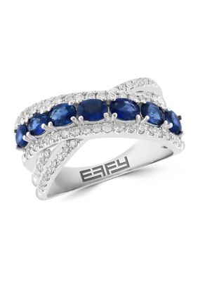 Effy 3/8 ct. t.w. Diamond and 1.66 ct. t.w. Sapphire Ring in 14K White Gold -  5400452WP0JQ68DS3