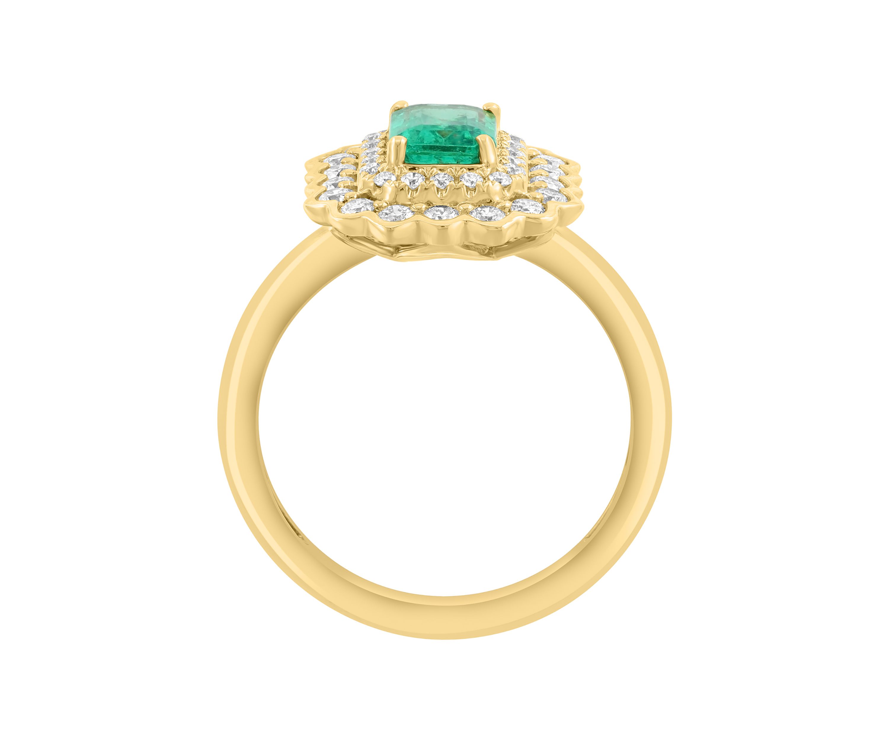 5/8 ct. t.w. Diamond and 1 ct. t.w. Natural Emerald Ring in 14K Yellow Gold
