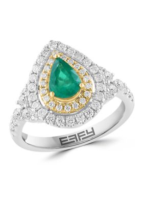 Effy 3/4 ct. t.w. Diamond and 1/2 ct. t.w. Emerald Ring in 14K Two-Tone Gold -  5400452WP0JV88DE5