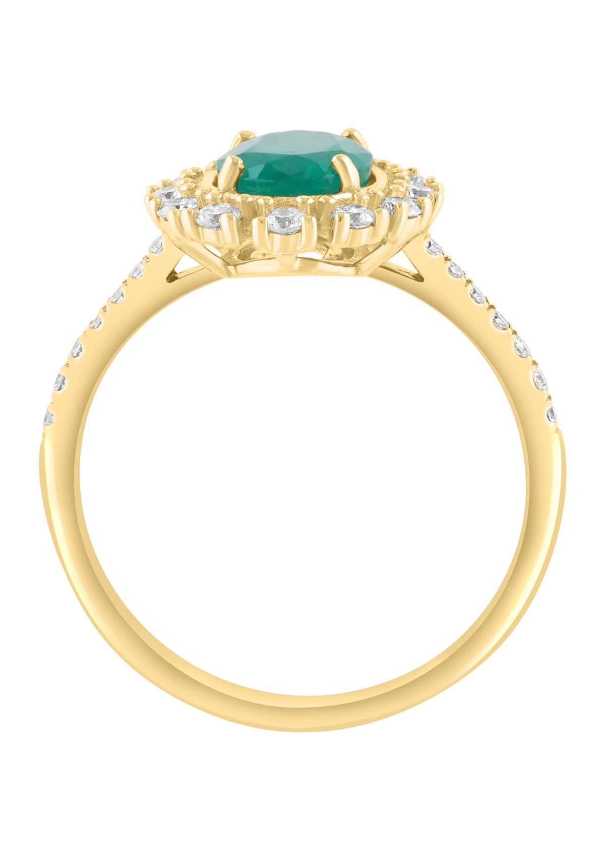 1/3 ct. t.w. Diamond and 1.14 ct. t.w. Emerald Ring in 14K Yellow Gold 