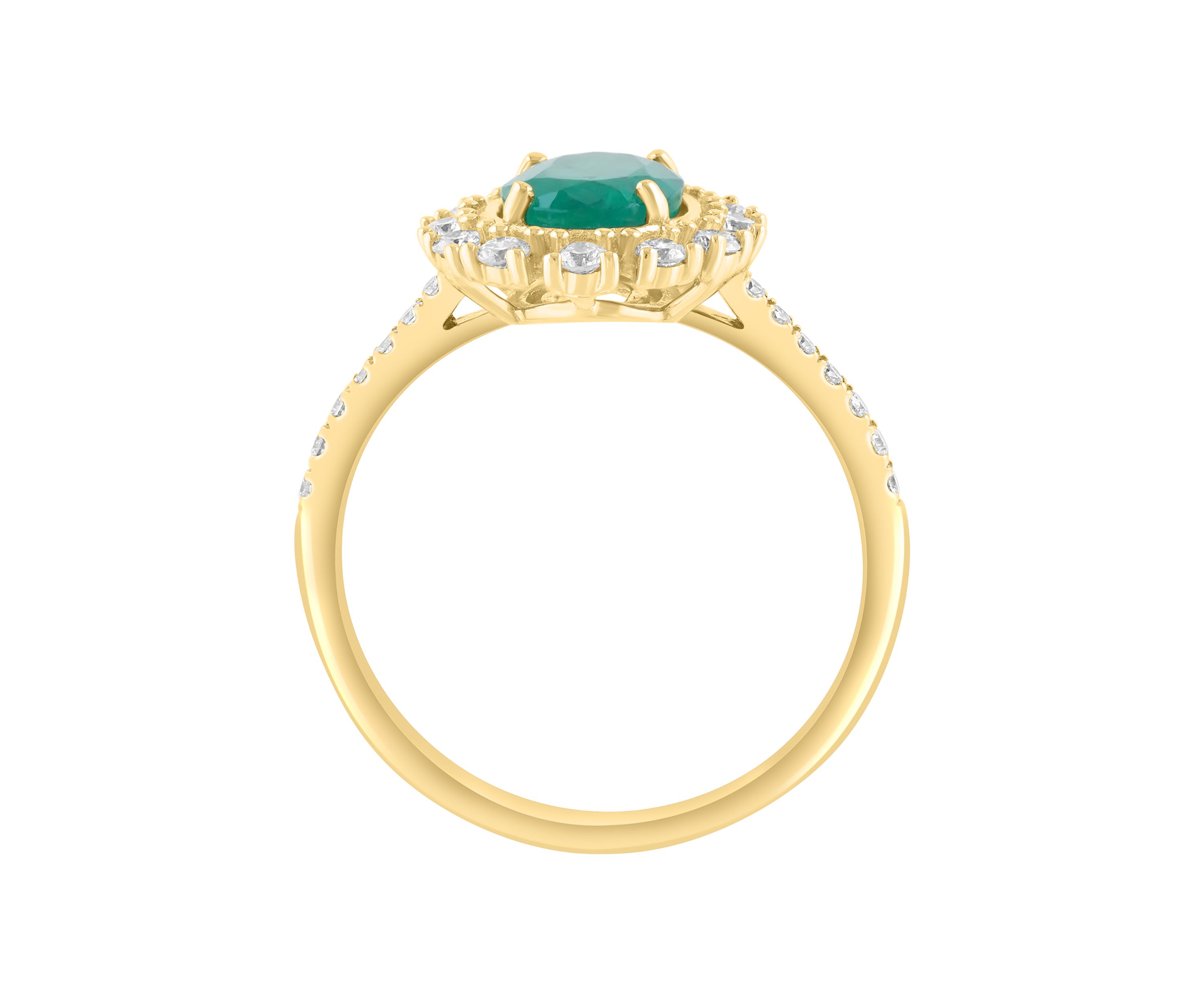 1/3 ct. t.w. Diamond and 1.14 ct. t.w. Emerald Ring in 14K Yellow Gold 