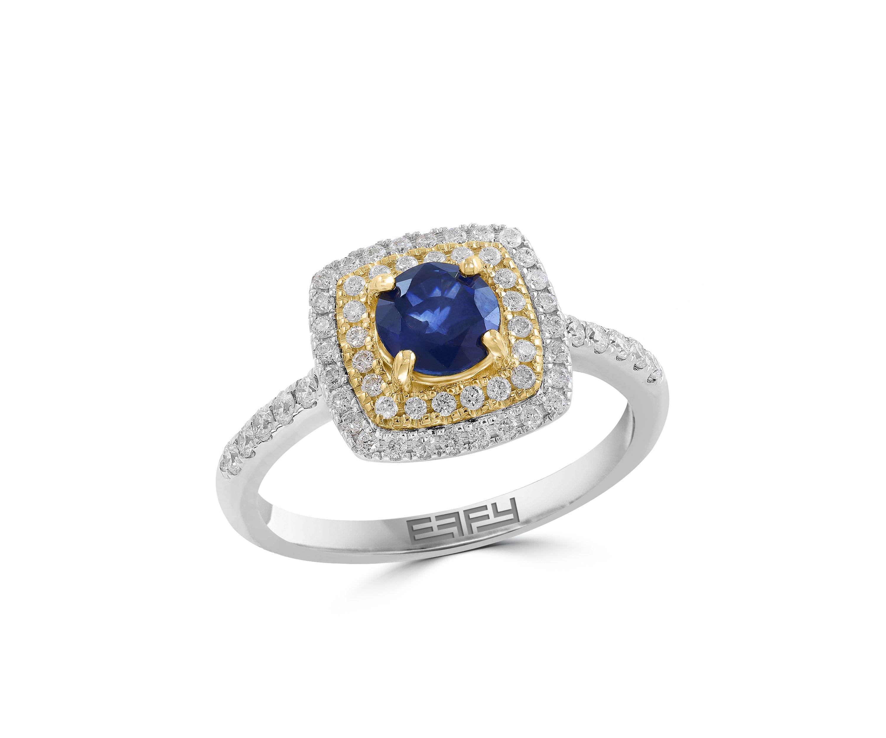 1/3 ct. t.w. Diamond and Natural Sapphire Ring in 14K White Gold and 14K Yellow Gold