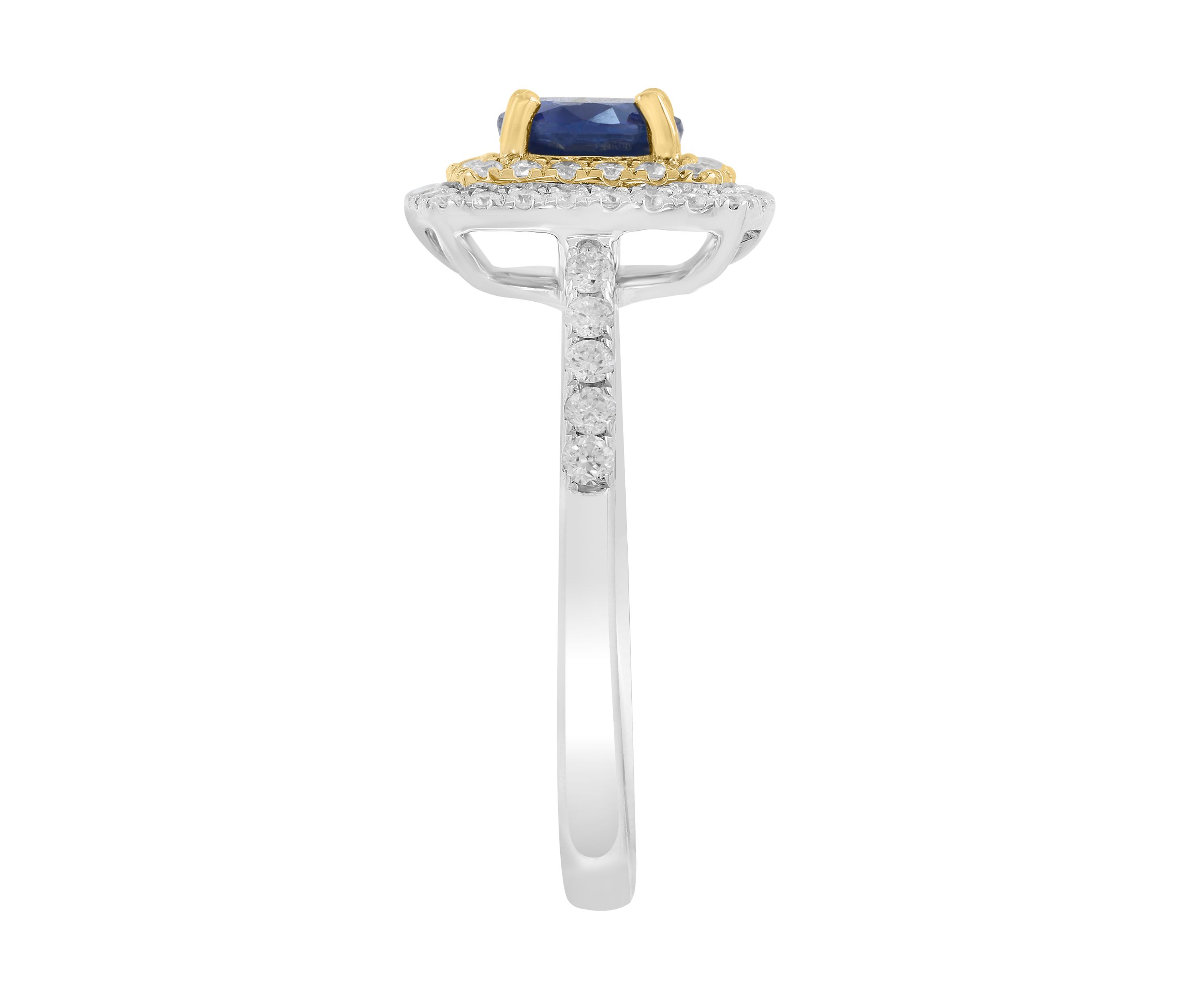 1/3 ct. t.w. Diamond and Natural Sapphire Ring in 14K White Gold and 14K Yellow Gold