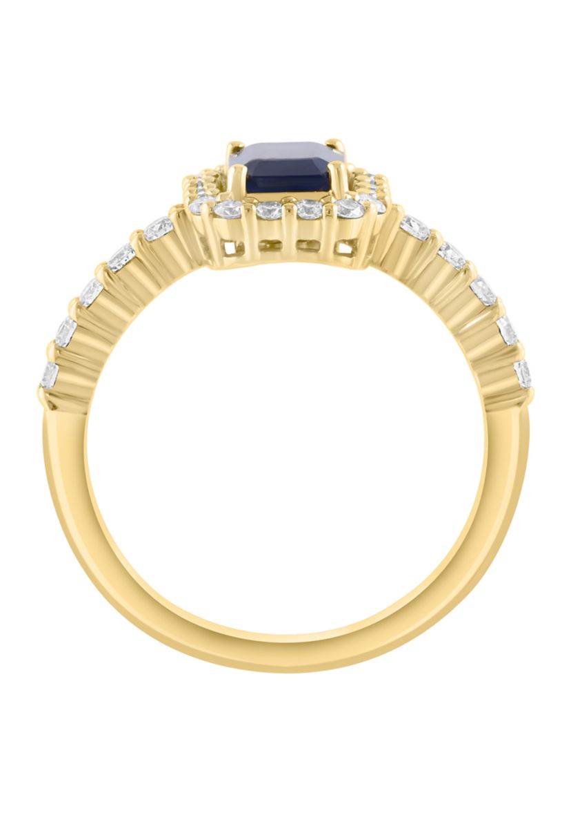5/8 ct. t.w. Diamond and 1.05 ct. t.w. Sapphire Ring in 14K Yellow Gold 
