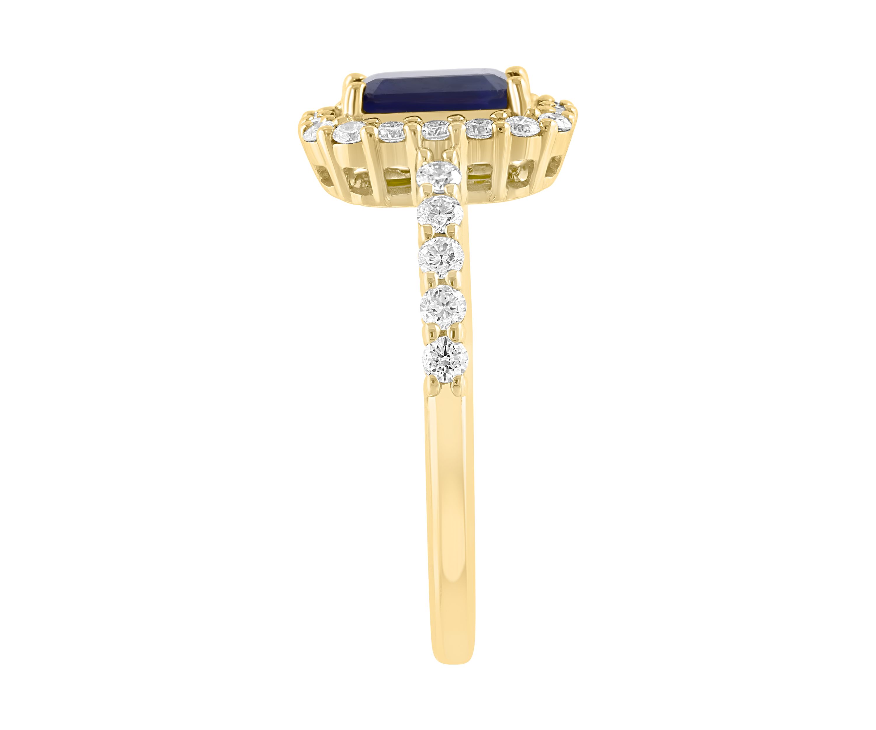 5/8 ct. t.w. Diamond and 1.05 ct. t.w. Sapphire Ring in 14K Yellow Gold 