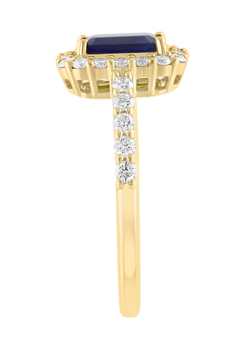 5/8 ct. t.w. Diamond and 1.05 ct. t.w. Sapphire Ring in 14K Yellow Gold 