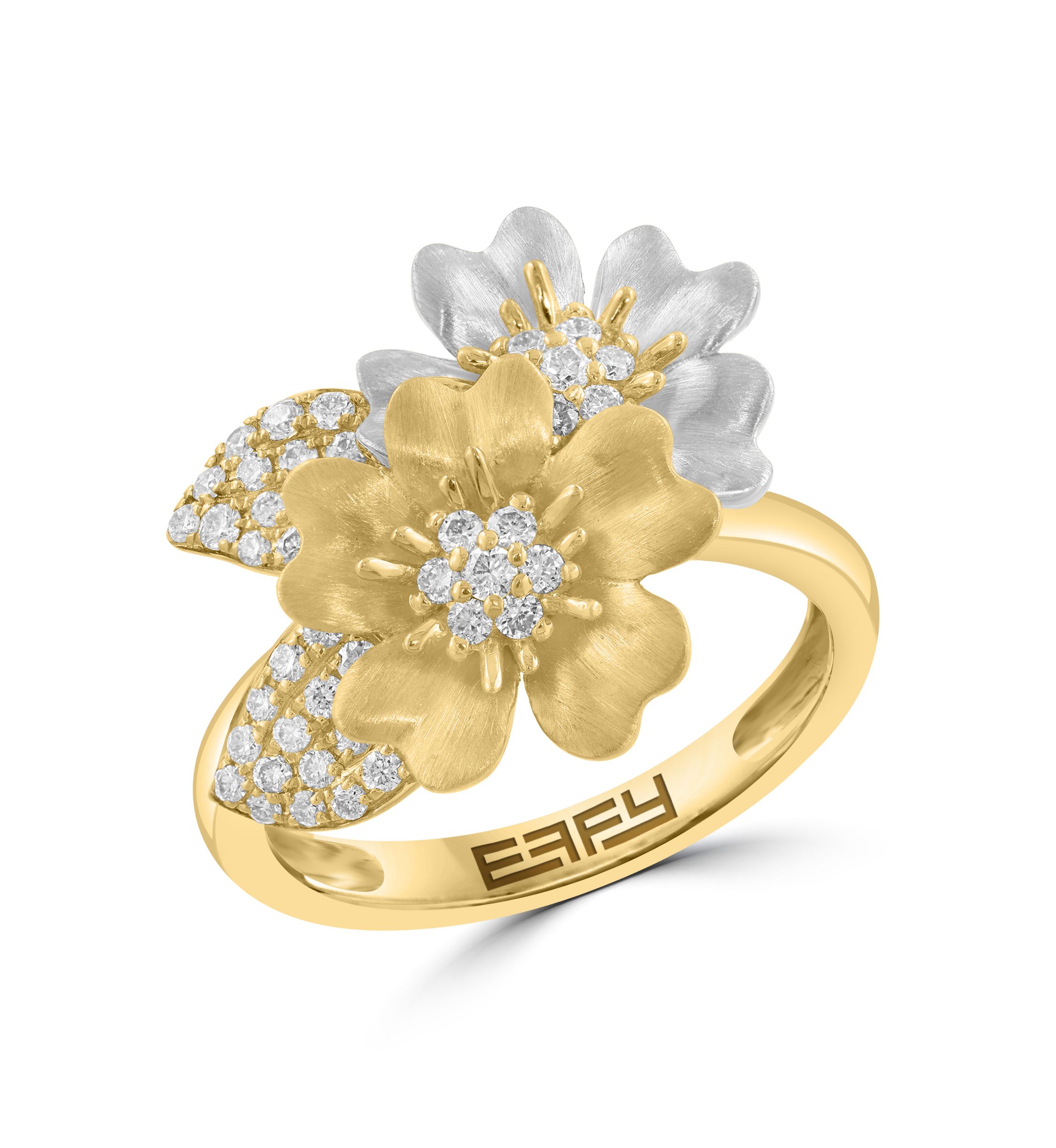 1/3 ct. t.w. Flower Ring in 14K Two Tone Gold