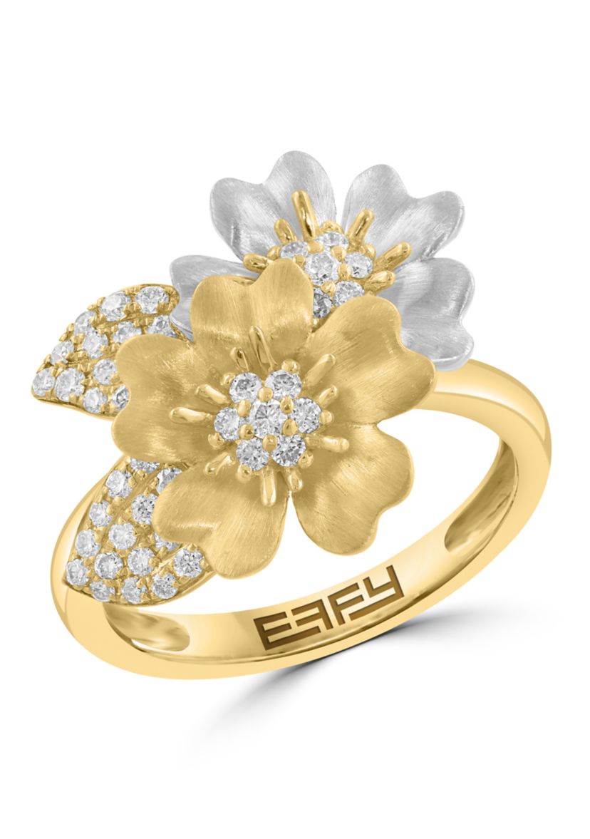 1/3 ct. t.w. Flower Ring in 14K Two Tone Gold