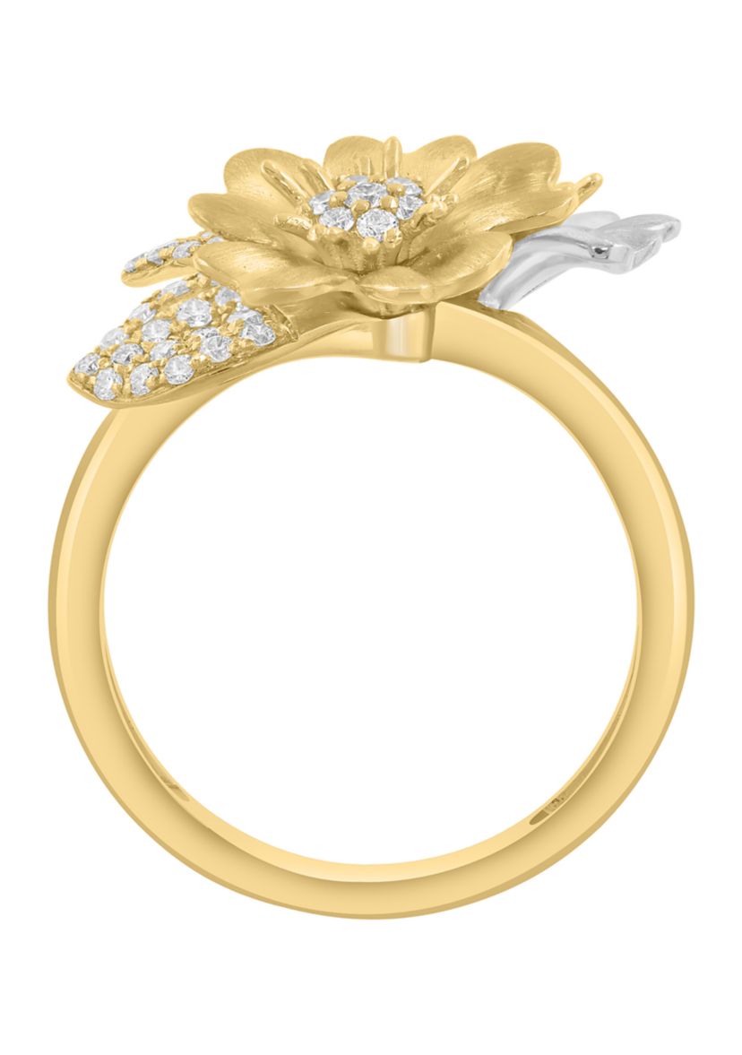 1/3 ct. t.w. Flower Ring in 14K Two Tone Gold