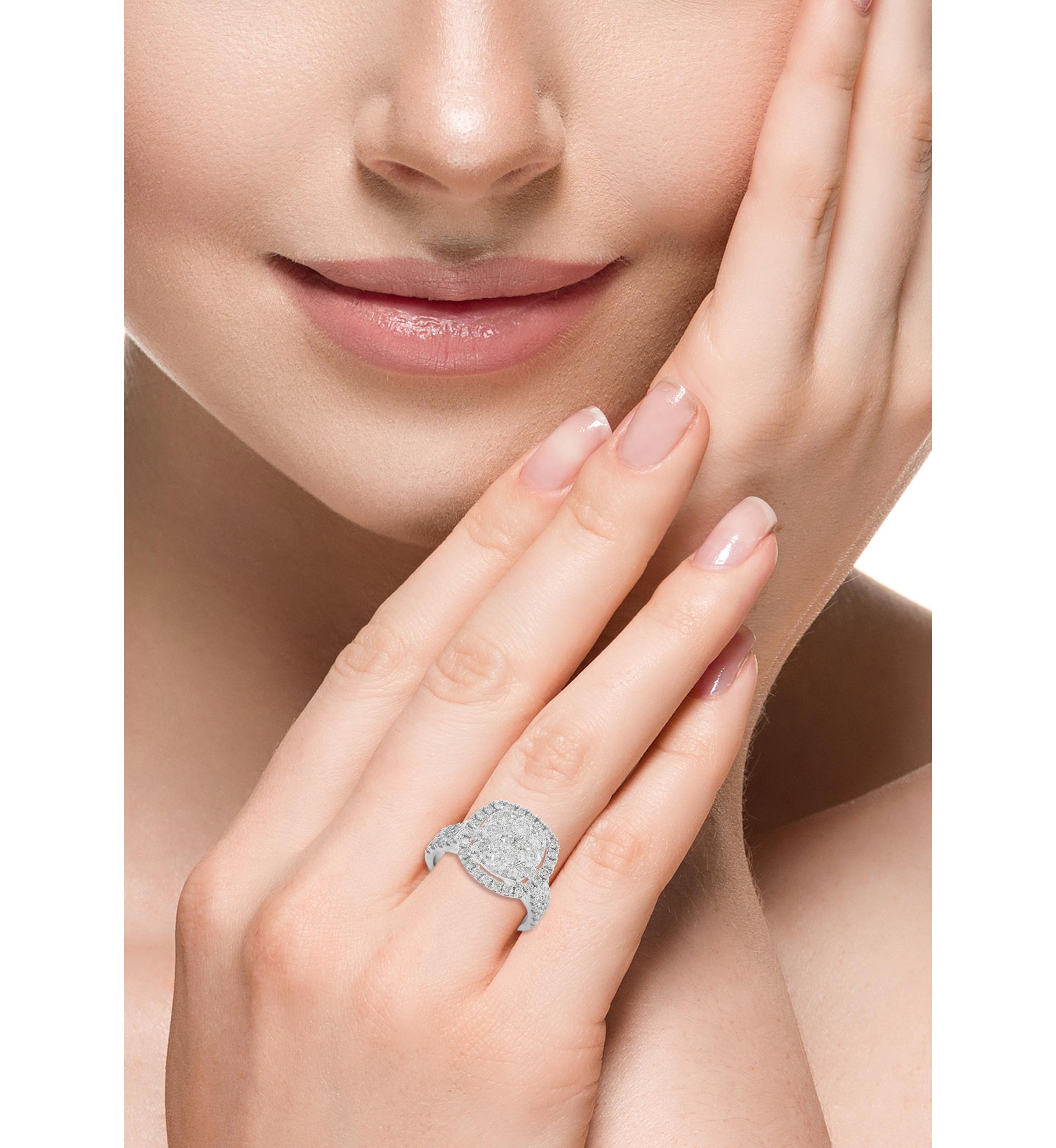 14K White Gold Diamond Ring 