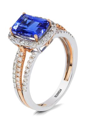 Effy 1/2 Ct. T.w. Diamond And 1.33 Ct. T.w. Tanzanite Ring In 14K Two Tone Gold