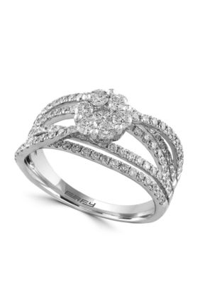 Effy 1.36 Ct. T.w. Diamond Cluster Ring In 14K White Gold, 7 -  0607649676292