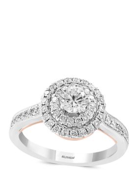 Effy 1 ct. t.w. Diamond Ring with Infinity Symbol in 14k White and Rose Gold, 7