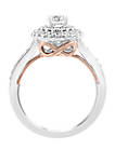 1 ct. t.w. Diamond Ring with Infinity Symbol in 14k White and Rose Gold                                                                                                 