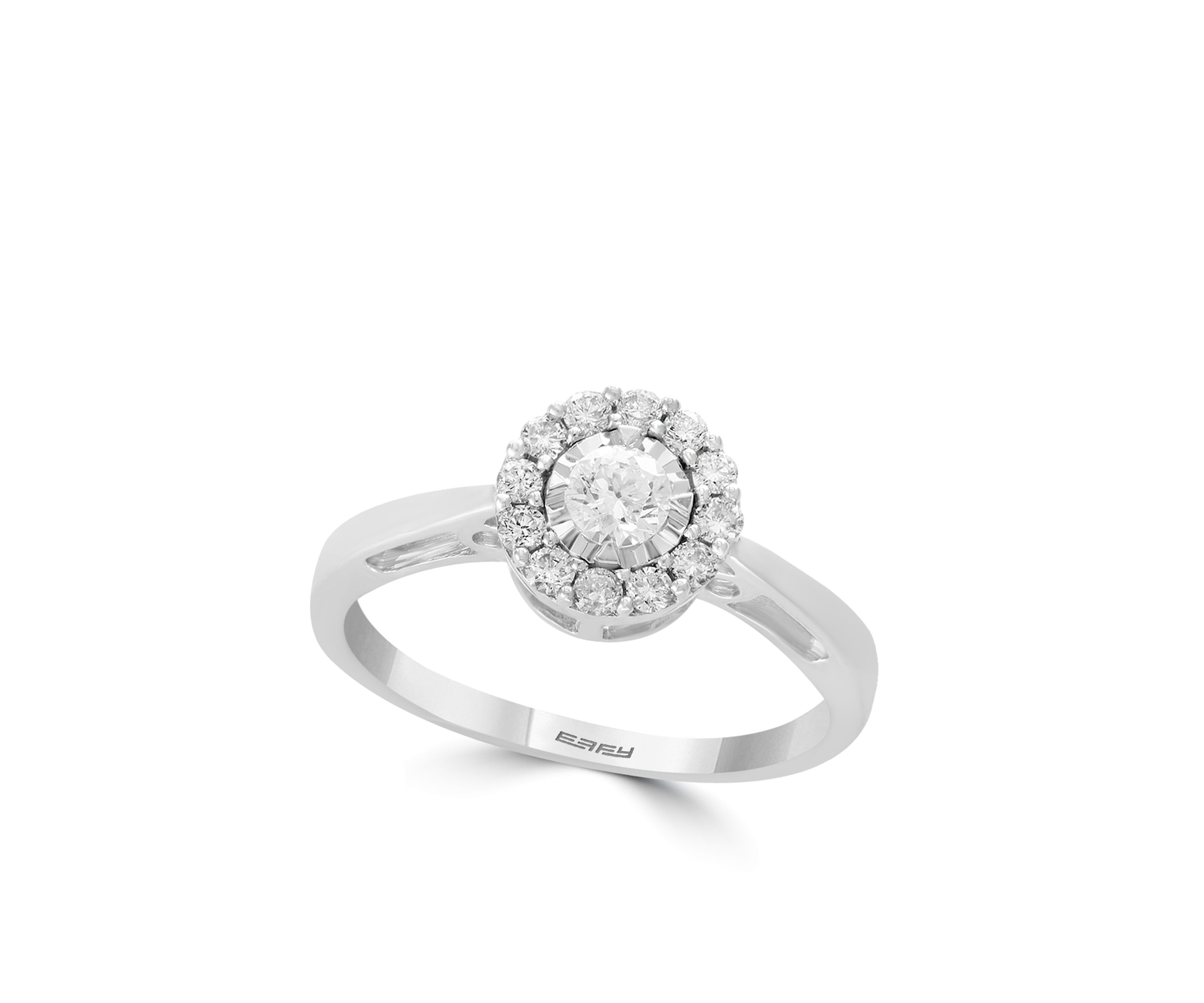 Diamond Halo Ring in Sterling Silver