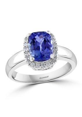 Effy 1/5 Ct. T.w. Diamond And 1.9 Ct. T.w. Tanzanite Ring In Sterling Silver