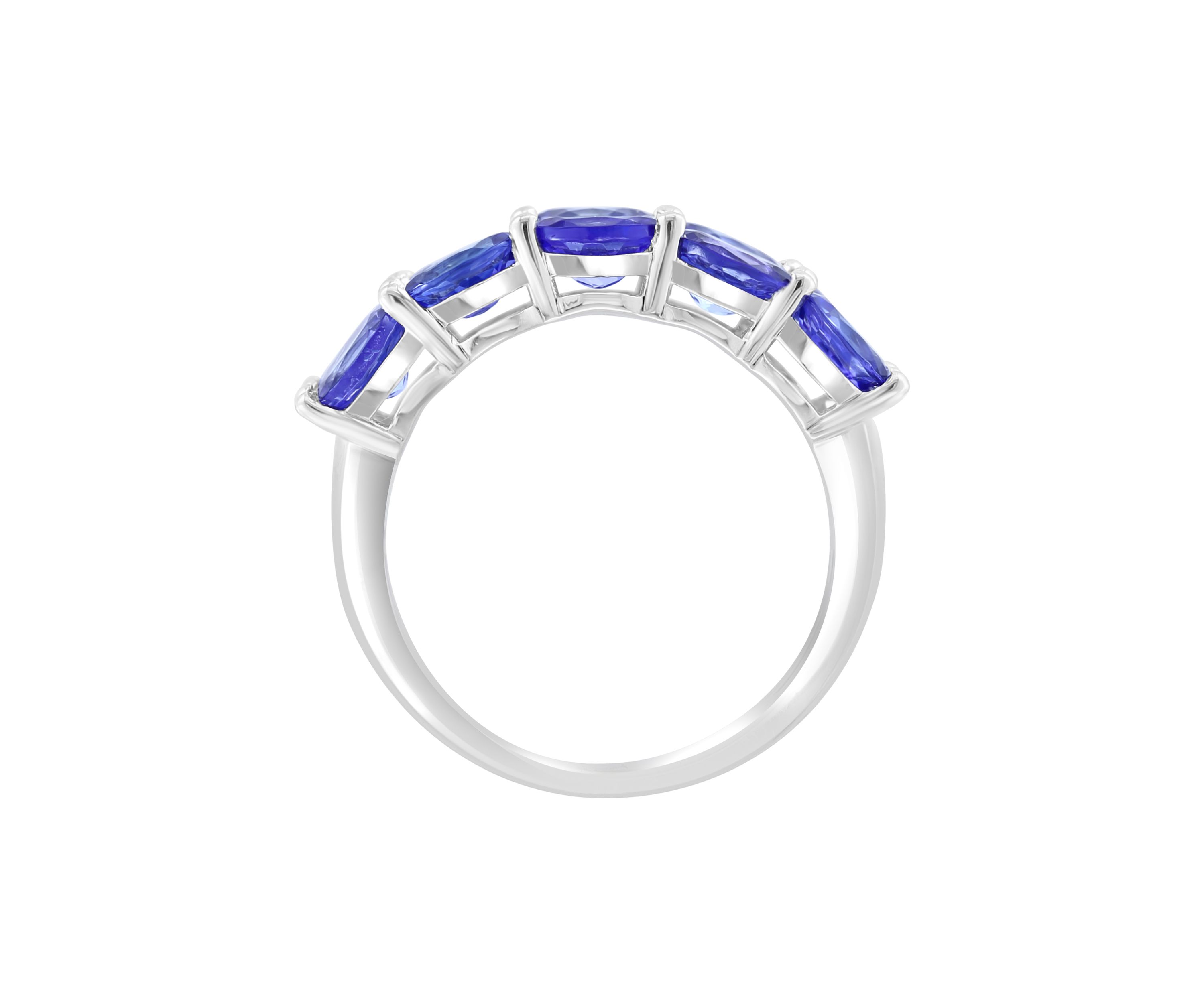2.66 ct. t.w. Tanzanite Double Row Band Ring in Sterling Silver