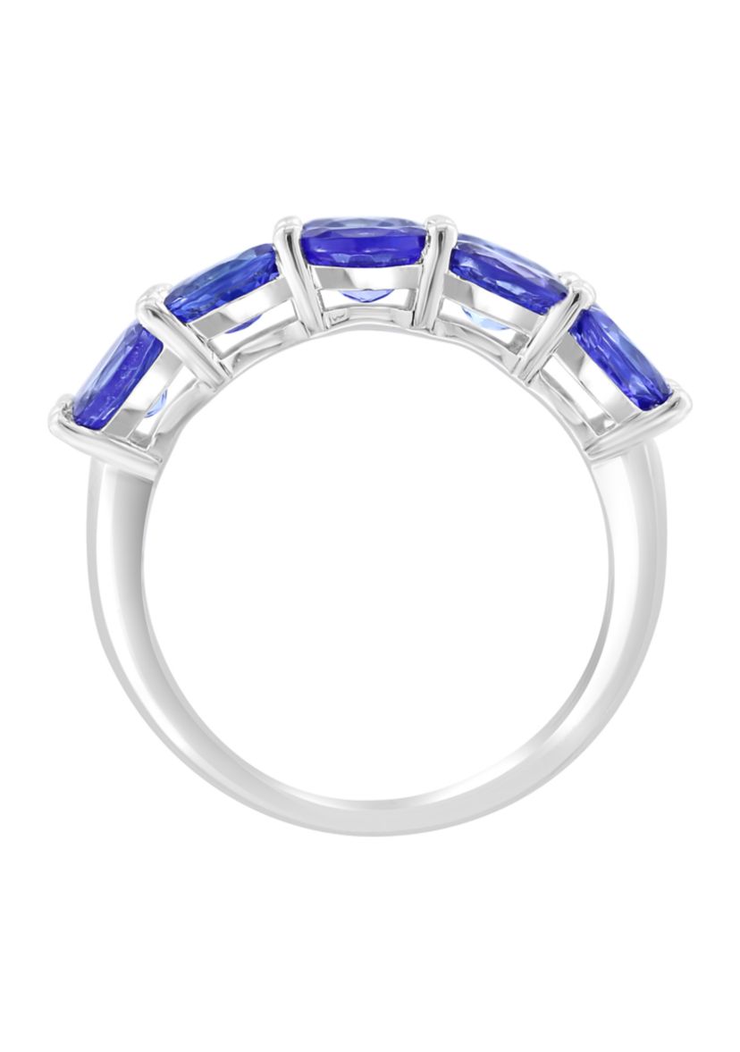 2.66 ct. t.w. Tanzanite Double Row Band Ring in Sterling Silver