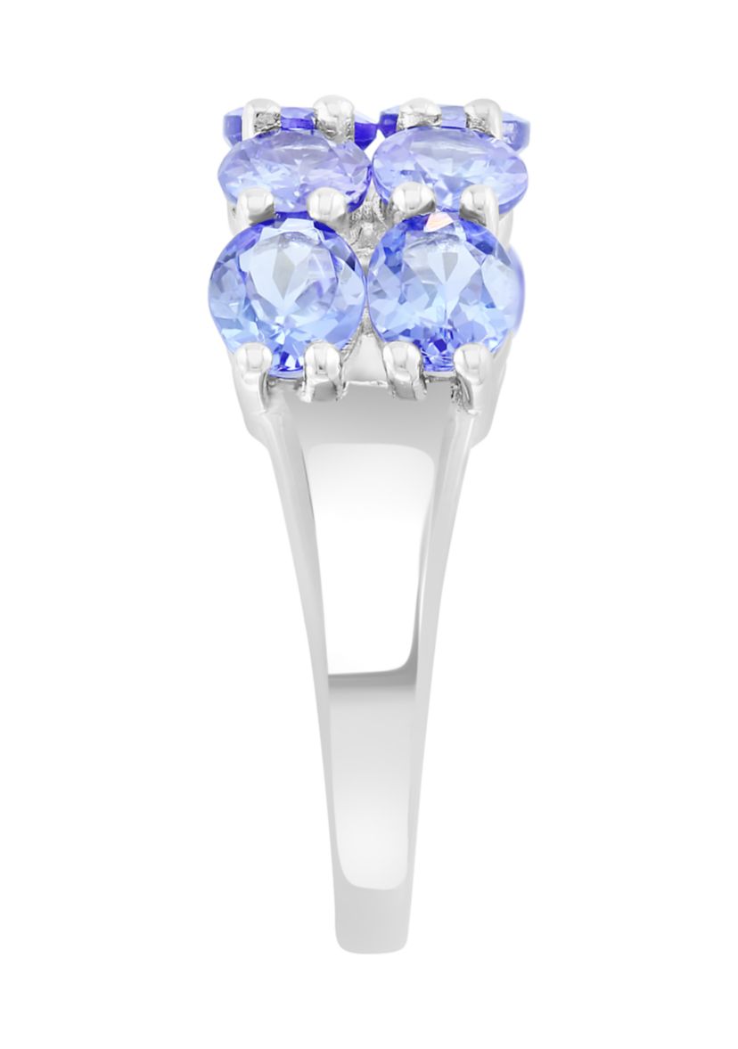 2.66 ct. t.w. Tanzanite Double Row Band Ring in Sterling Silver