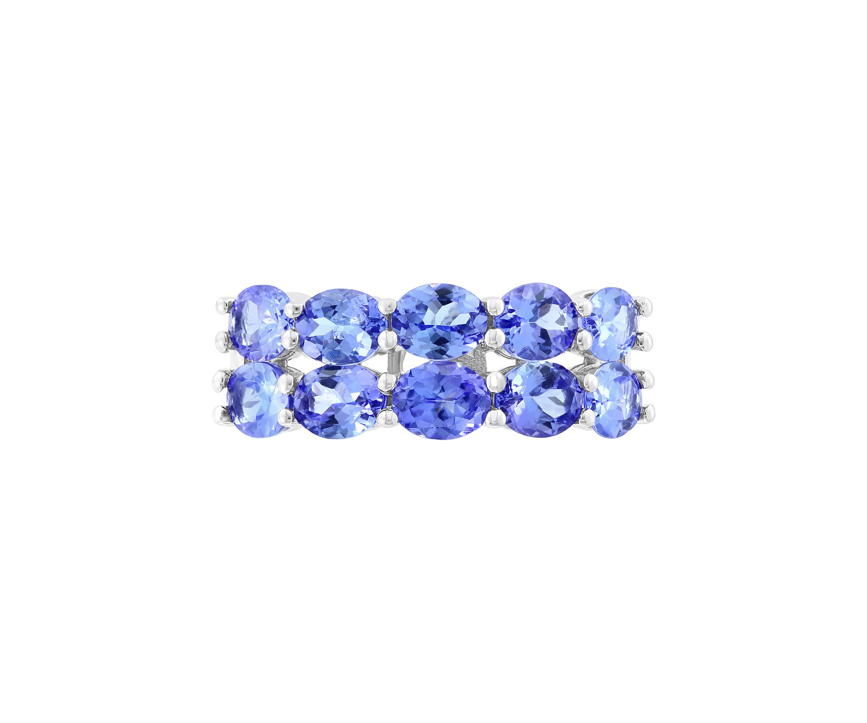 2.66 ct. t.w. Tanzanite Double Row Band Ring in Sterling Silver