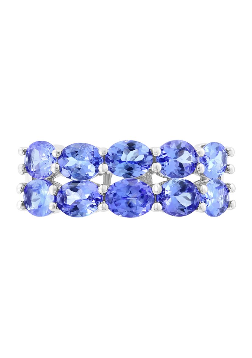 2.66 ct. t.w. Tanzanite Double Row Band Ring in Sterling Silver