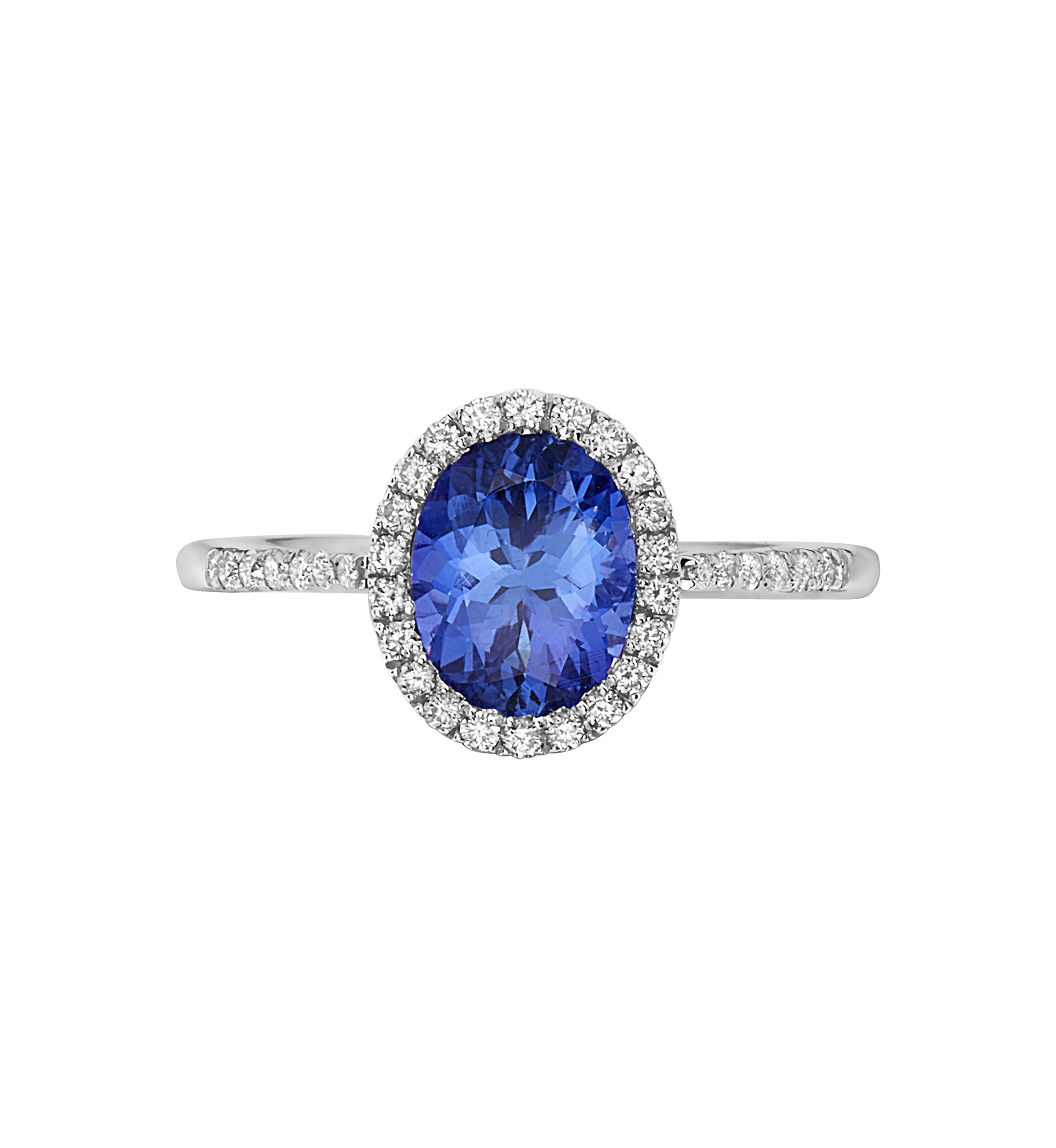 1.57 ct. t.w. Tanzanite and 1/5 ct. t.w. Diamond Ring in 14K White Gold