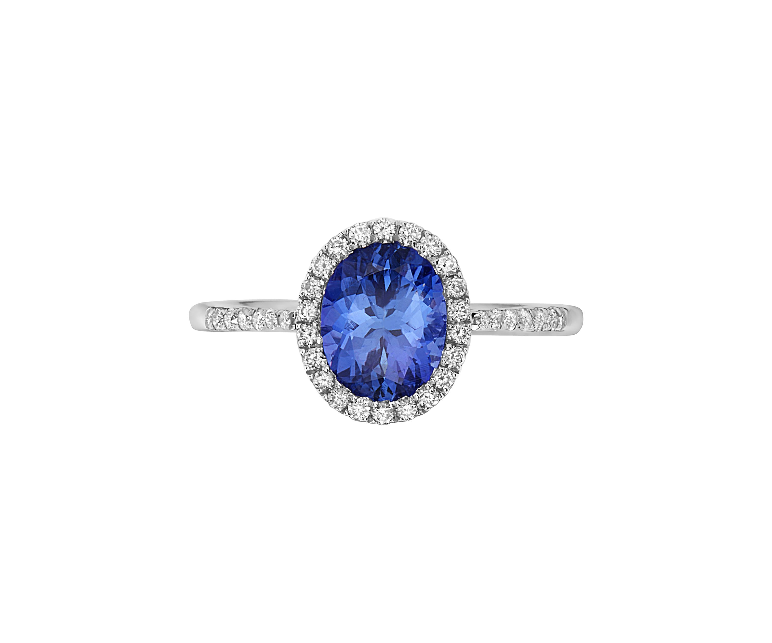 1.57 ct. t.w. Tanzanite and 1/5 ct. t.w. Diamond Ring in 14K White Gold
