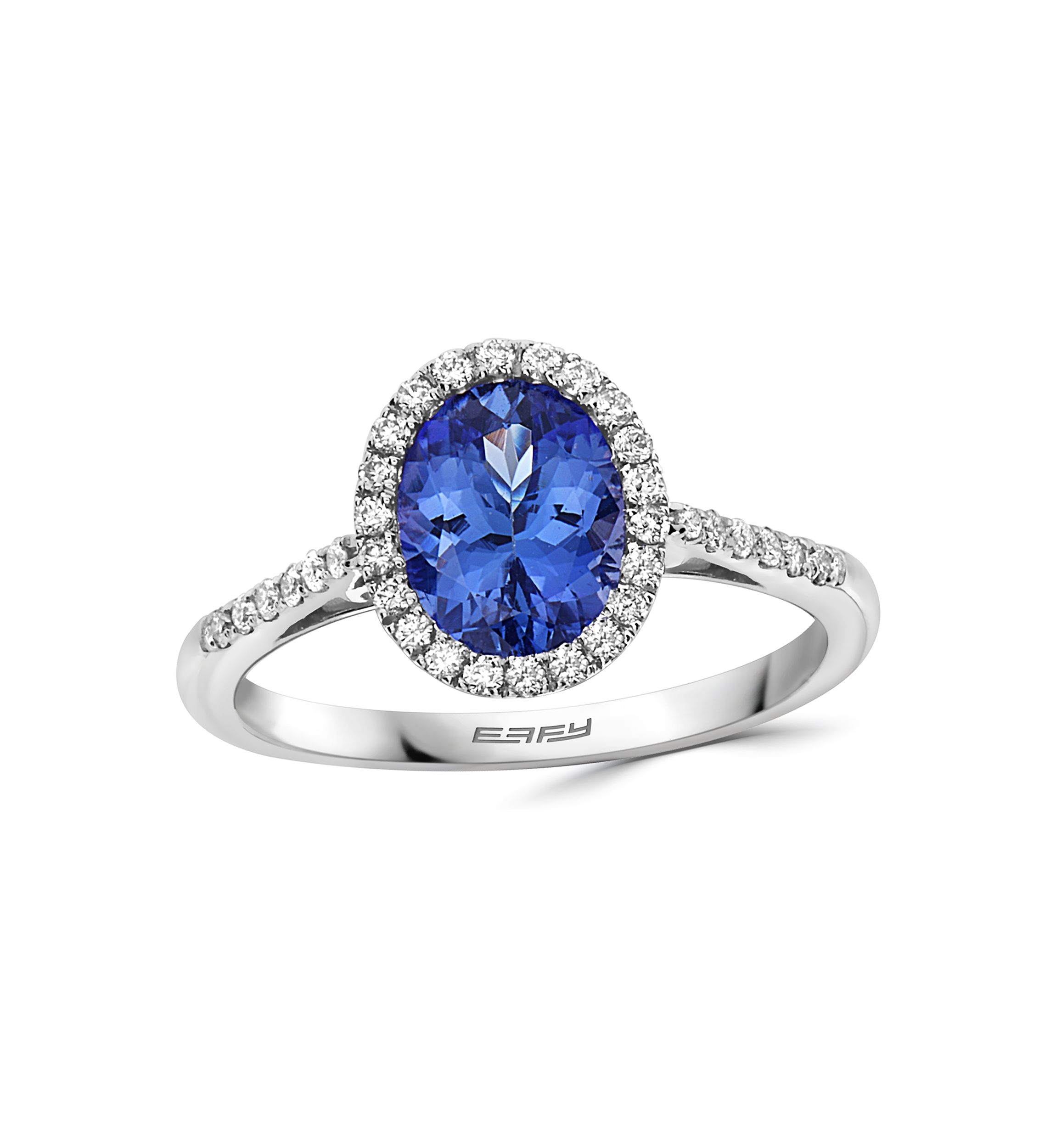 1.57 ct. t.w. Tanzanite and 1/5 ct. t.w. Diamond Ring in 14K White Gold