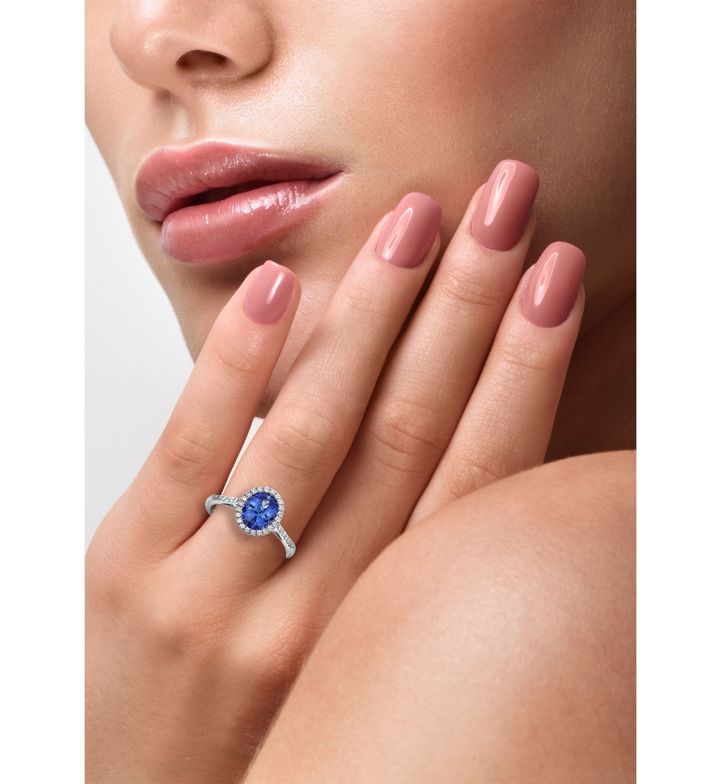 1.57 ct. t.w. Tanzanite and 1/5 ct. t.w. Diamond Ring in 14K White Gold