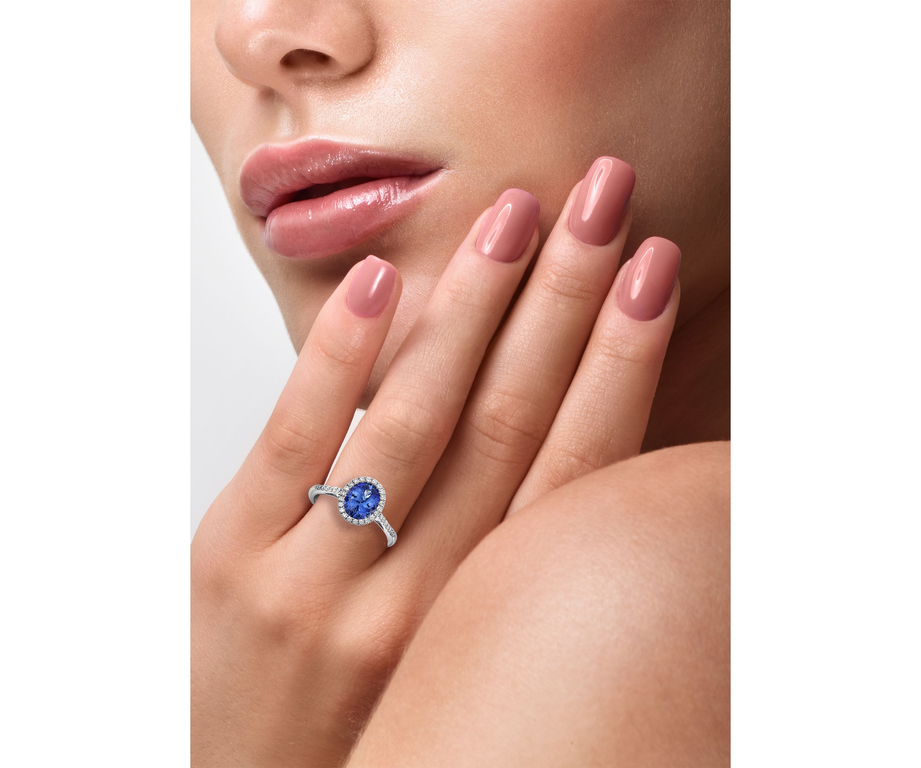 1.57 ct. t.w. Tanzanite and 1/5 ct. t.w. Diamond Ring in 14K White Gold
